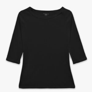 Women Quarter Sleeve Body Fit T-Shirt - Black