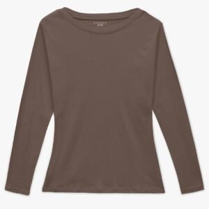 Women Long Sleeve Body Fit T-Shirt - Brown