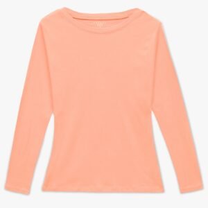 Women Long Sleeve Body Fit T-Shirt - Peach